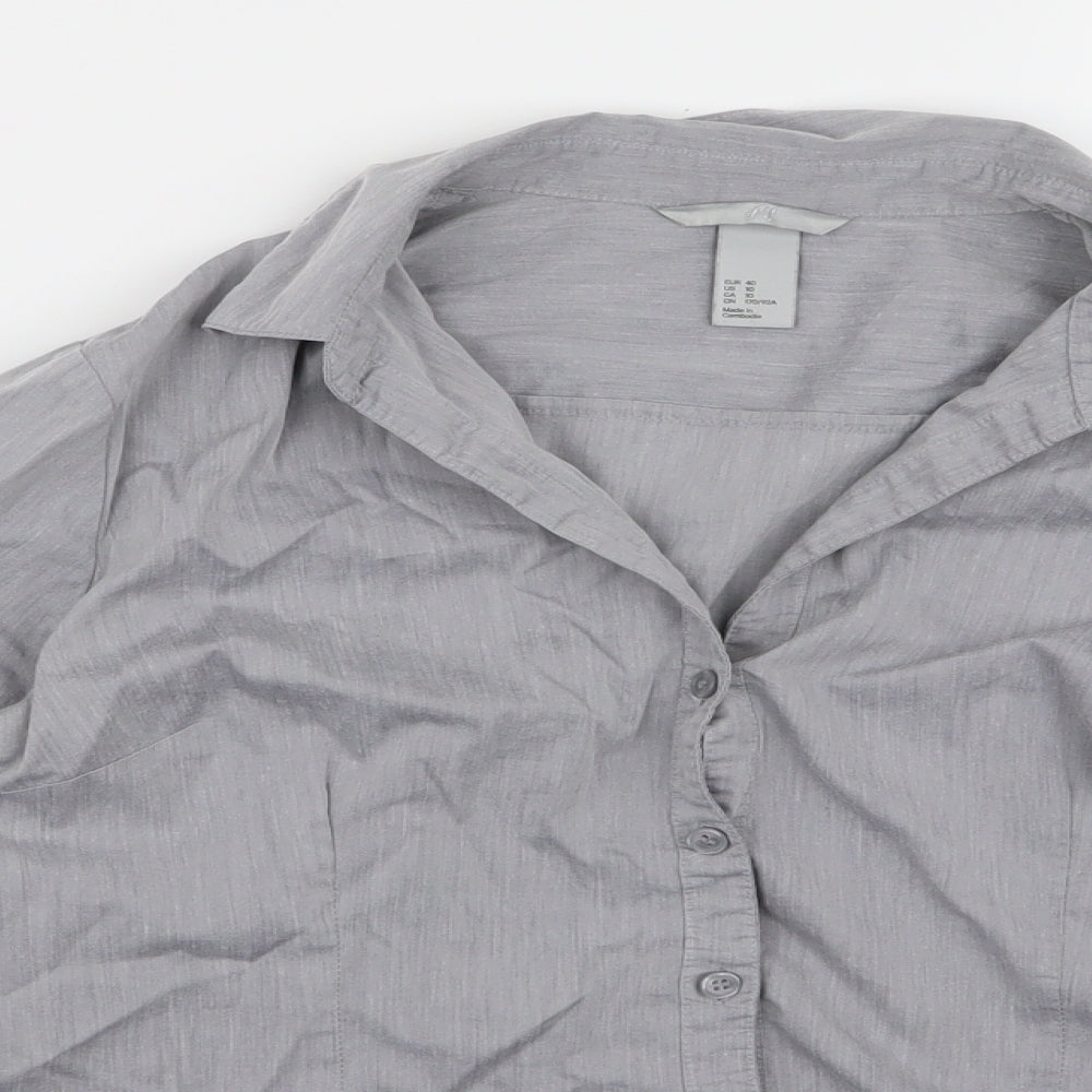 H&M Womens Grey   Basic Button-Up Size 10