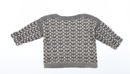 Back view of Indego women’s multicoloured geometric jumper, size UK 10