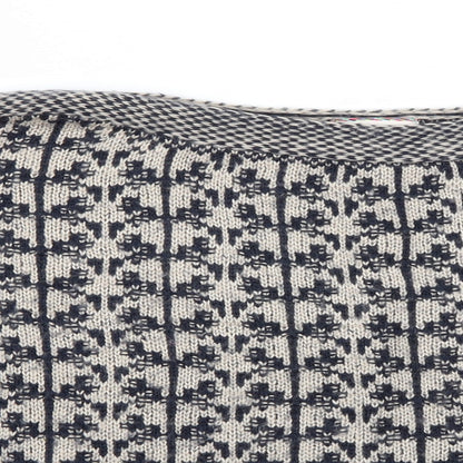 Close-up detail of Indego women’s multicoloured geometric jumper, size UK 10