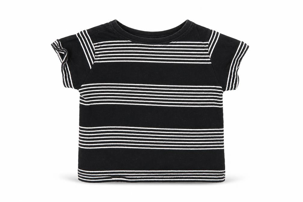Rebel Boys Black Striped  Basic T-Shirt Size 18-24 Months