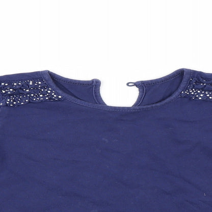 Close-up detail of Matalan girls’ blue basic casual, size 9-12, months