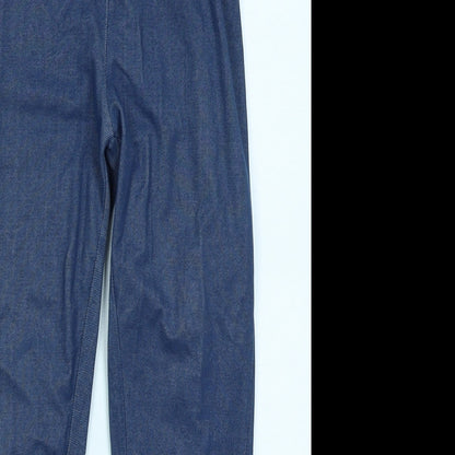 Close-up detail of F&F women’s blue jegging jeans, size UK 8, 28-inch leg