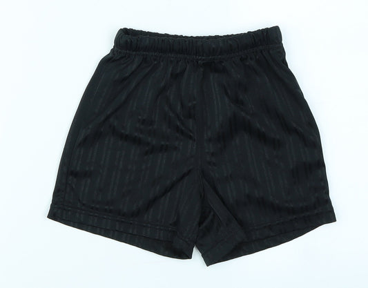 School life Girls Black Striped  Sweat Shorts Size 4-5 Years