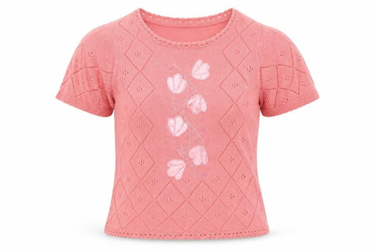 Front view of Jan Eva women’s pink basic t-shirt, size M