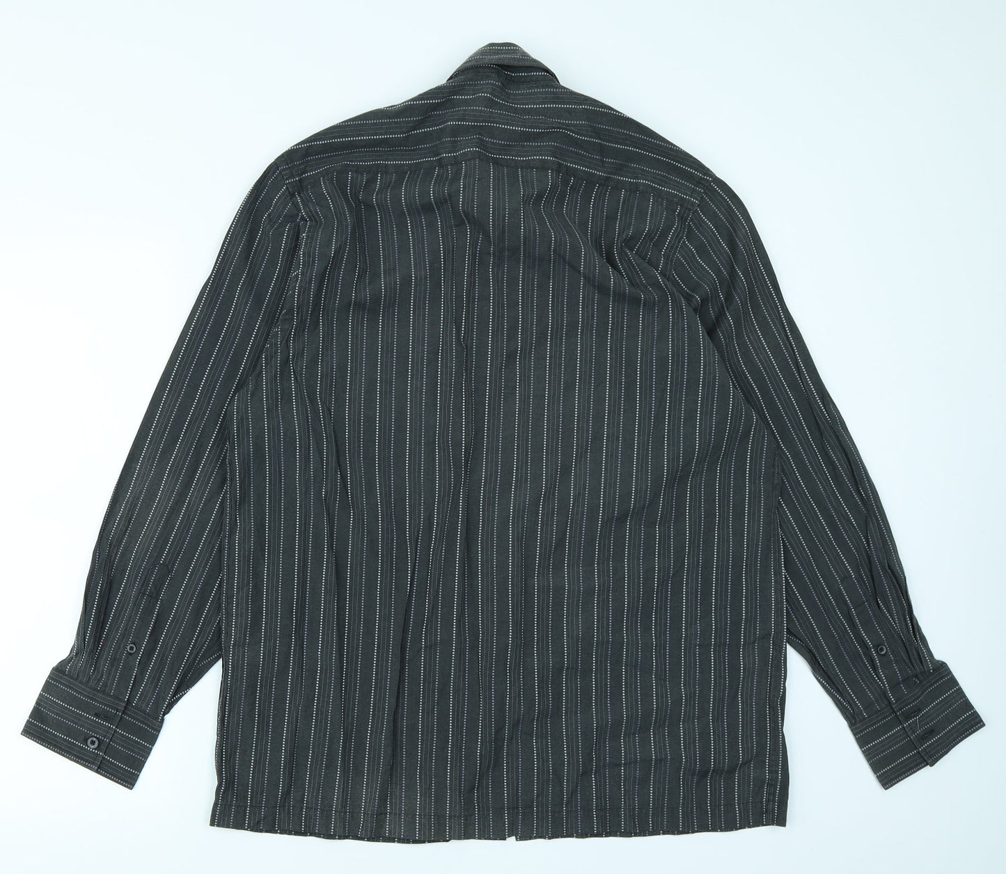 Emporio Mens Grey Striped   Button-Up Size XL