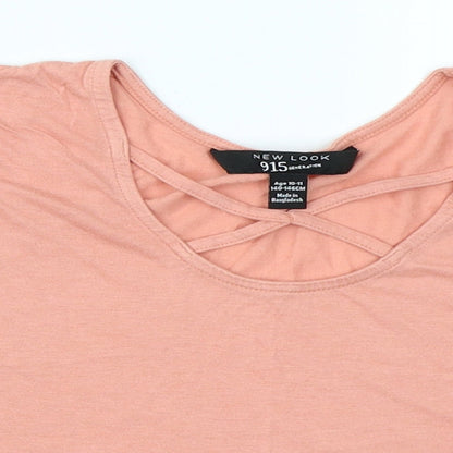 Close-up detail of 915 Generation girls’ pink cropped t-shirt, size 10-11, years