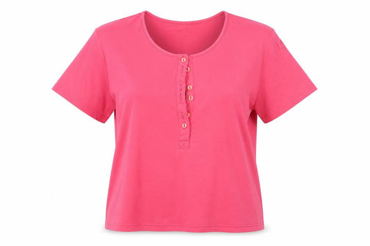 Front view of Cinch women’s pink basic t-shirt, size M