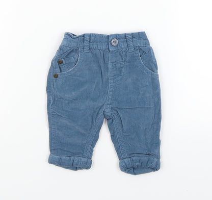 Additional front view of Holly Willoughby boys’ blue cargo trousers, size 0-3, months