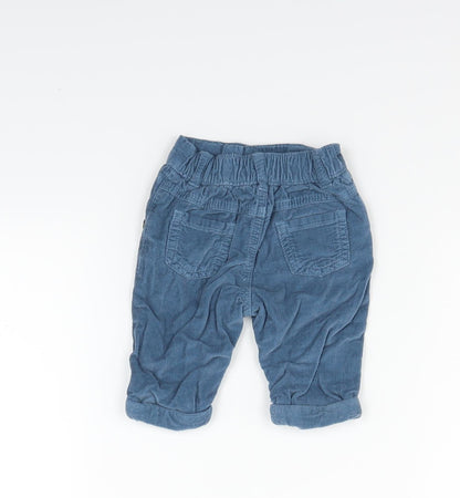 Back view of Holly Willoughby boys’ blue cargo trousers, size 0-3, months