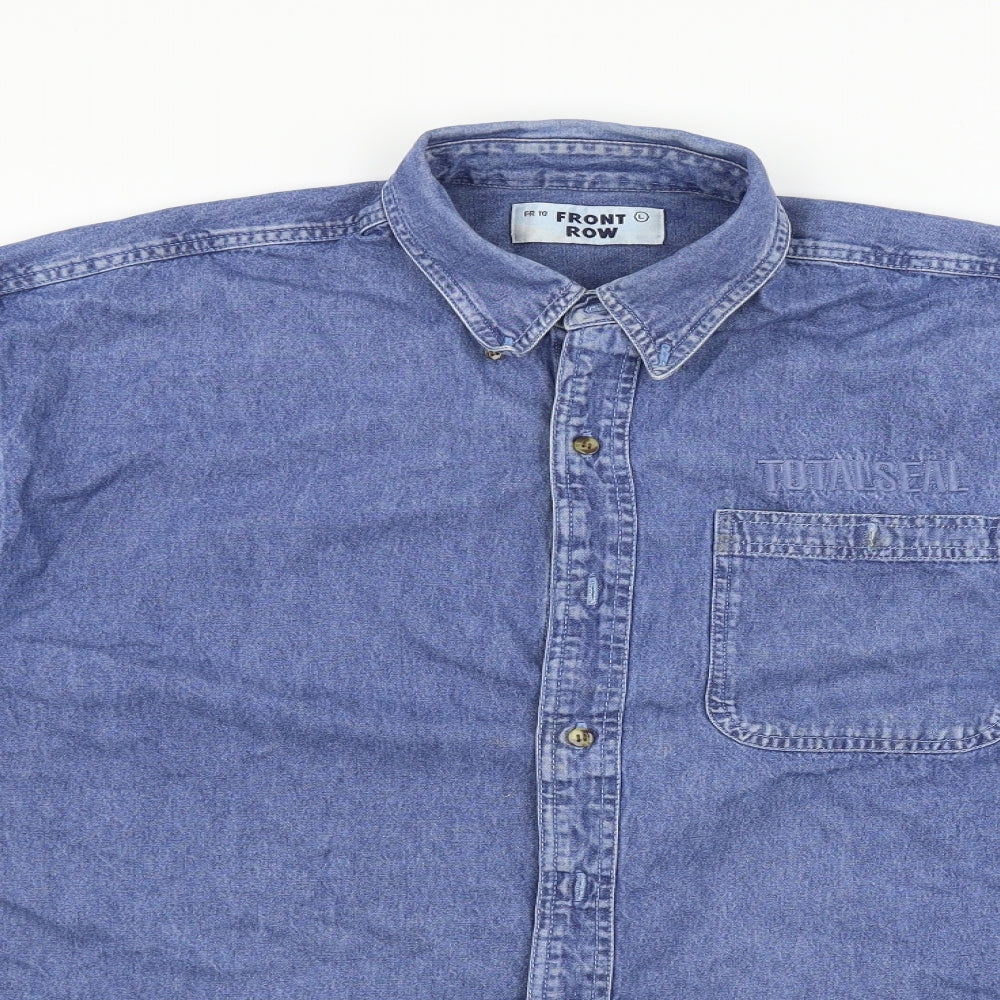 Front Row Mens Blue    Button-Up Size L