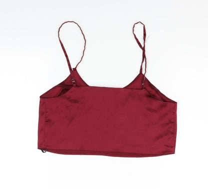 Back view of Missguided women’s red basic blouse, size UK 8