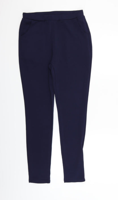 Additional front view of SHEIN women’s blue jegging trousers, size M, 26-inch leg