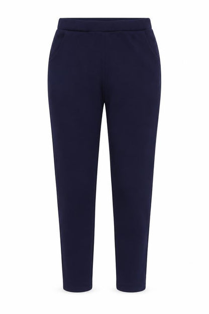Front view of SHEIN women’s blue jegging trousers, size M, 26-inch leg