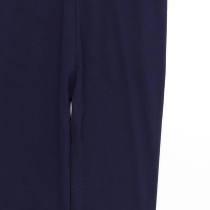 Brand and care label for SHEIN women’s blue jegging trousers, size M, 26-inch leg