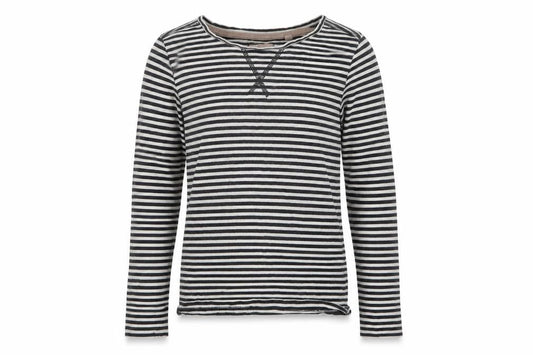 Front view of Next girls’ black striped top pyjama top, size 8, years