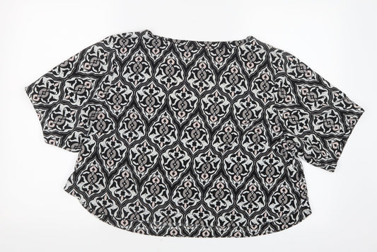 H&M Womens Black Geometric  Basic Blouse Size 12