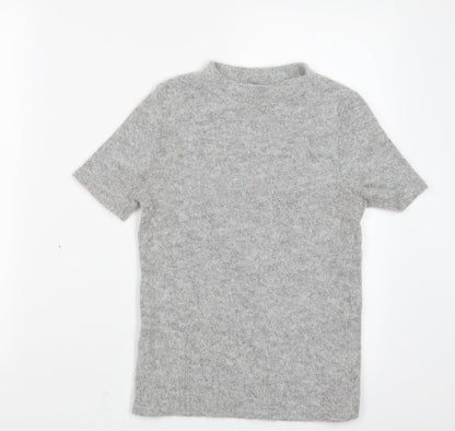 Additional front view of River Island women’s grey basic t-shirt, size UK 8
