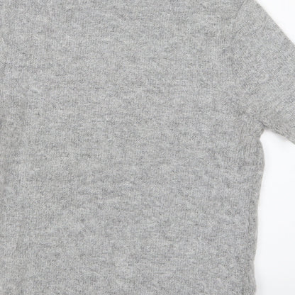 Brand and care label for River Island women’s grey basic t-shirt, size UK 8