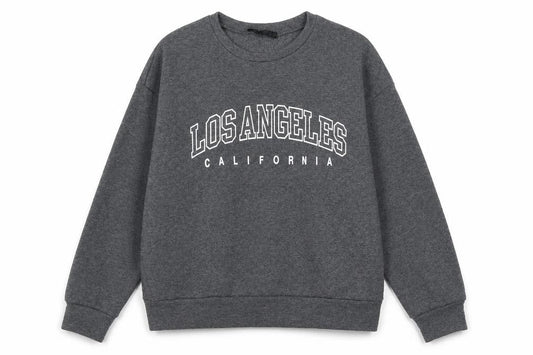 Front view of los andgeles women’s grey jumper, size UK 6