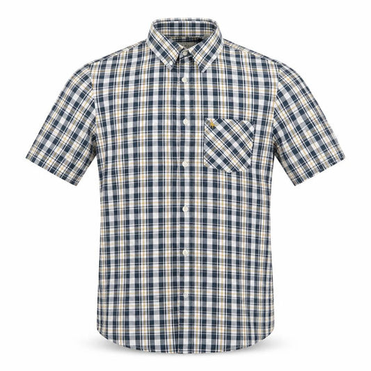 Front view of Jack Wills men’s multicoloured check button-up, size S