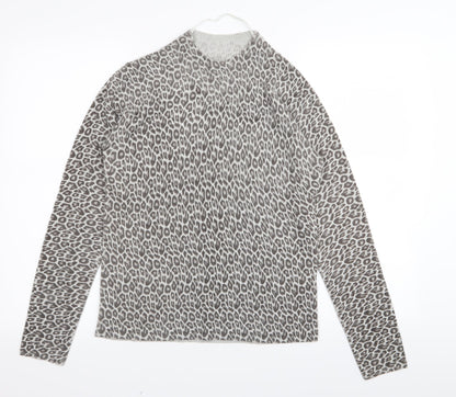 Additional front view of Primark women’s grey animal print basic t-shirt, size UK 10