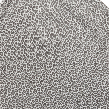 Brand and care label for Primark women’s grey animal print basic t-shirt, size UK 10