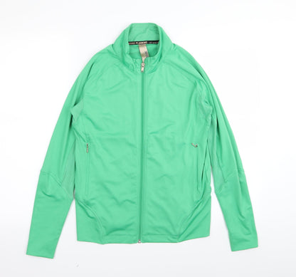 Additional front view of Reebok women’s green full zip jumper, size UK 12
