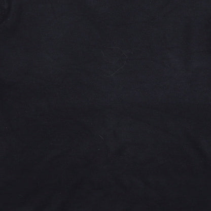 Brand and care label for Marks & Spencer men’s blue jumper, size S