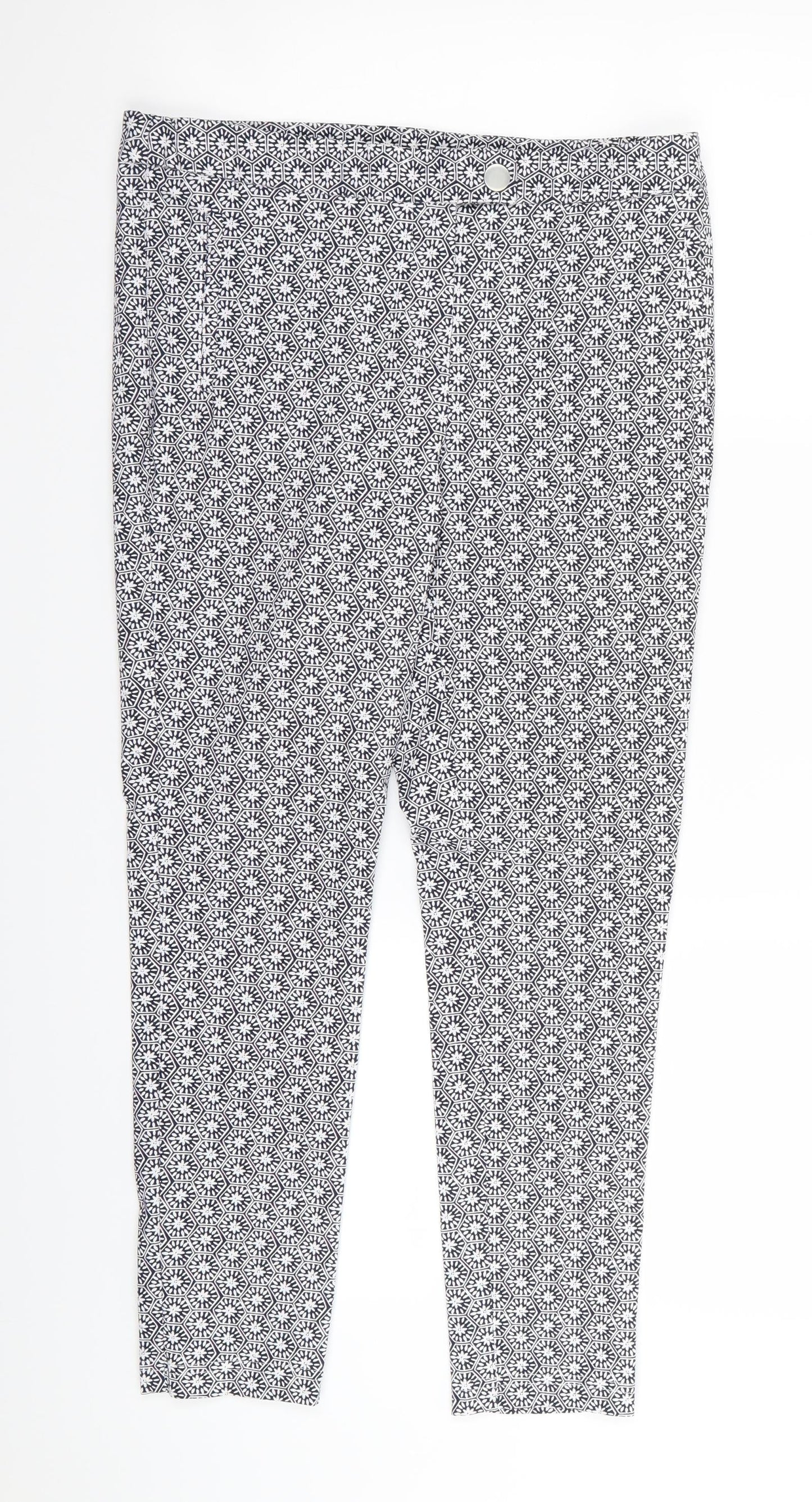 Dorothy Perkins Womens Blue Geometric  Trousers  Size 10 L26 in