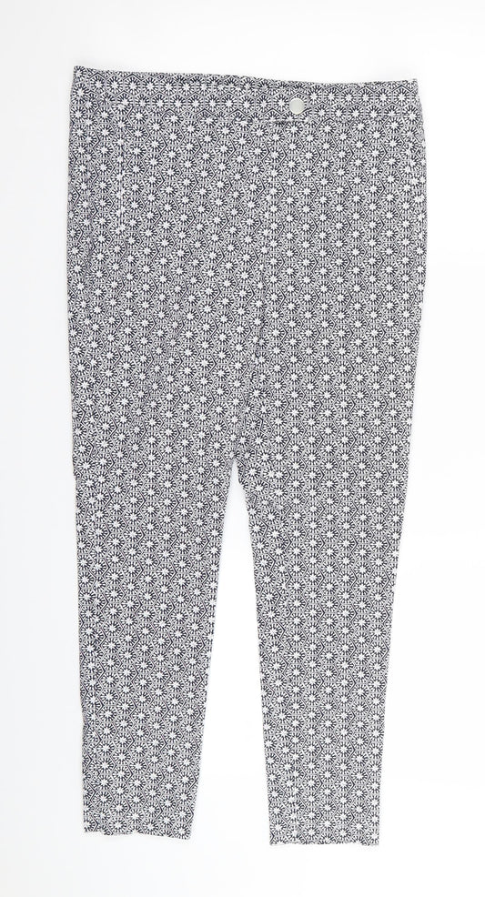 Dorothy Perkins Womens Blue Geometric  Trousers  Size 10 L26 in