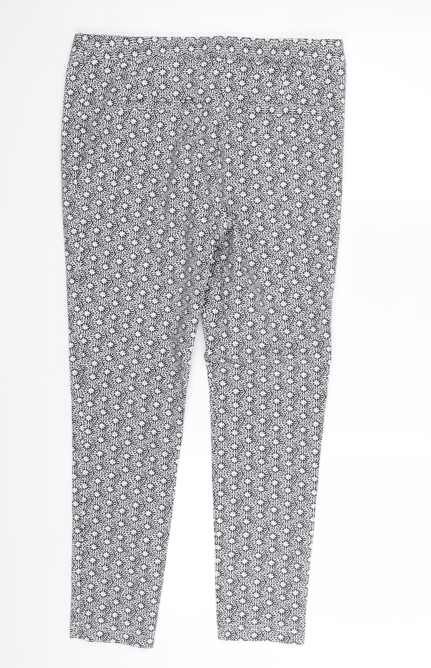 Dorothy Perkins Womens Blue Geometric  Trousers  Size 10 L26 in