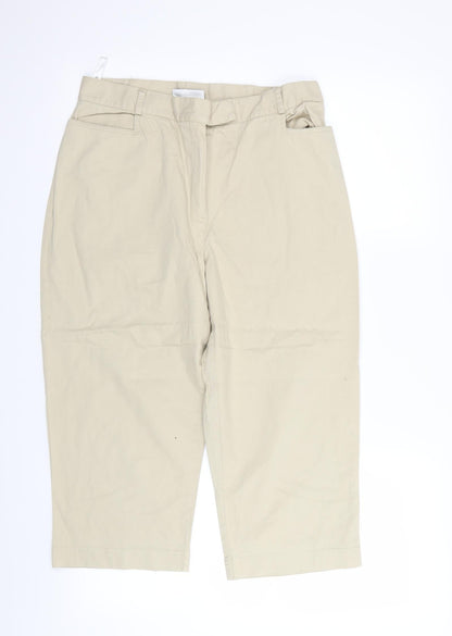 Preloved BHS Womens Beige   Capri Trousers Size 14 L26 in - Front