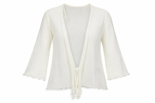 Front view of stock shop women’s white full zip jumper, size L