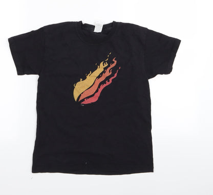 Front view of Fruit of the Loom boys’ black basic t-shirt, size 7-8, years