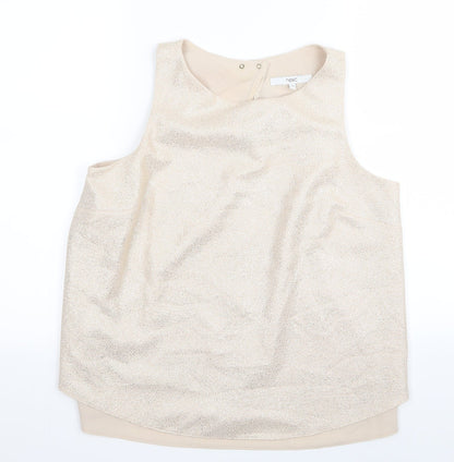 Additional front view of Next women’s gold basic t-shirt, size UK 10