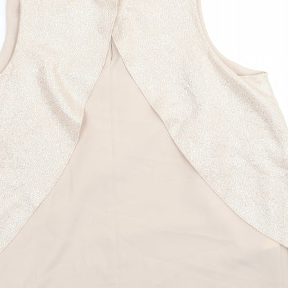 Brand and care label for Next women’s gold basic t-shirt, size UK 10