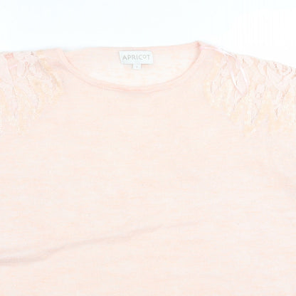 Close-up detail of Apricot women’s pink rayon basic t-shirt, size S