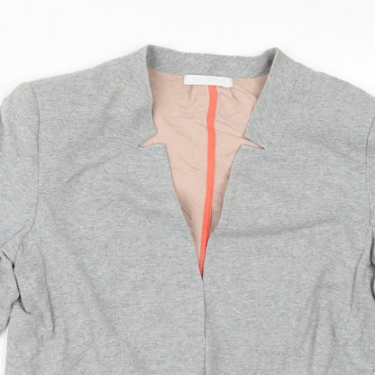 Close-up detail of Promod women’s grey jacket, size UK 12, - edge to edge