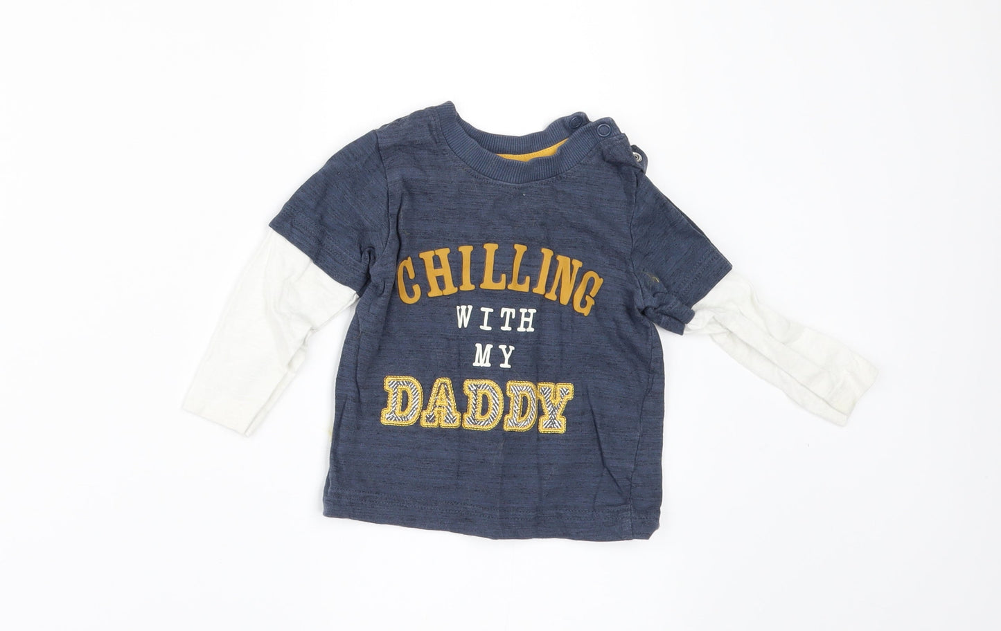 Nutmeg Boys Blue   Basic T-Shirt Size 6-9 Months  - CHILLING WITH MY DADDY