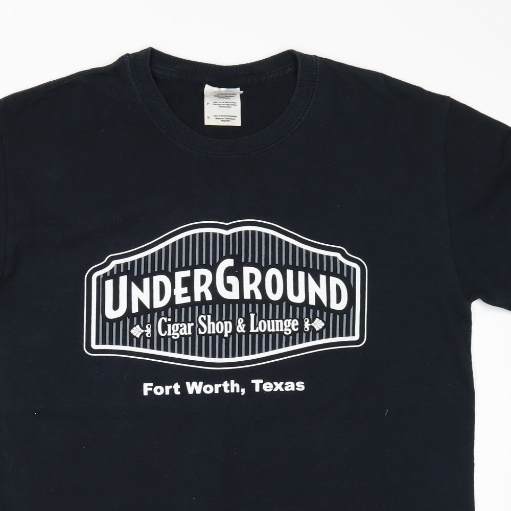 Gildan Mens Black    T-Shirt Size S  - UNDERGROUND CIGARSHOP AND LOUNGE