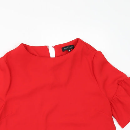 New Look Womens Red   Tunic Blouse Size 8