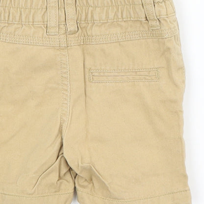 Brand and care label for Mini Rebl Baby Beige Cargo Trousers, size 9-12, Months