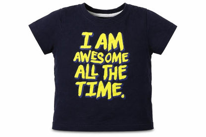 Rebel Boys Blue   Basic T-Shirt Size 2-3 Years  - i am awesome all the time