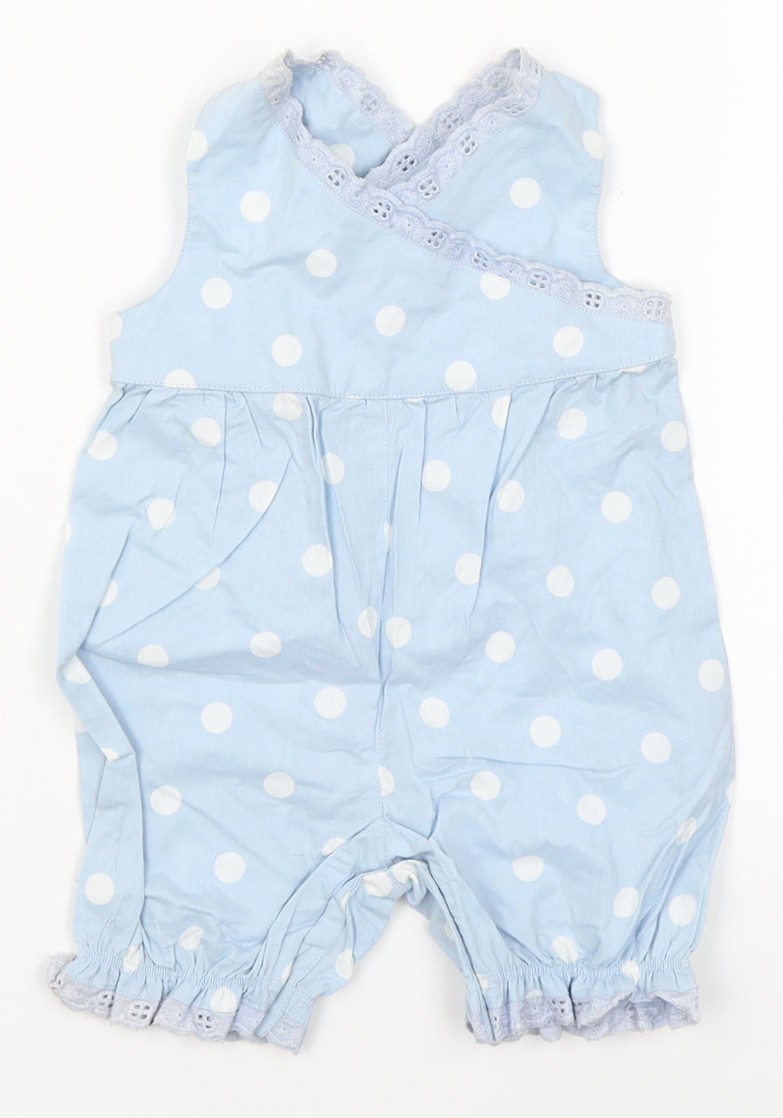 Tiny Ted Baby Blue Polka Dot  Dungaree One-Piece Size 0-3 Months