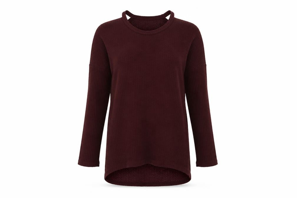 bonicaro Womens Purple   Pullover Jumper Size L  - cold Shoulder