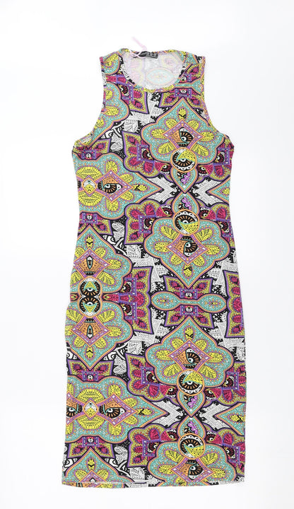 Preloved Primark Womens Multicoloured Geometric  Bodycon  Size 10 - Front
