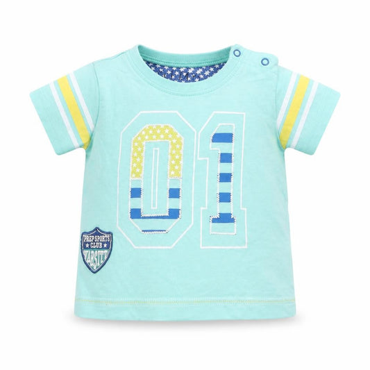 Front view of Early Days Baby Green Basic T-Shirt, size 3-6, Months