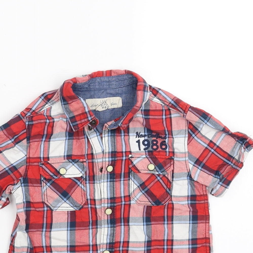 H&M Boys Red Check  Basic Button-Up Size 4-5 Years