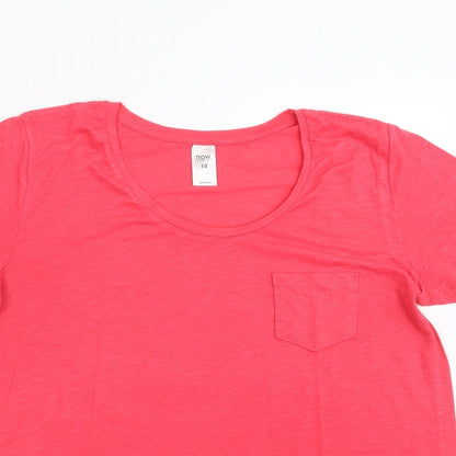 Close-up detail of Now women’s pink basic t-shirt, size UK 14