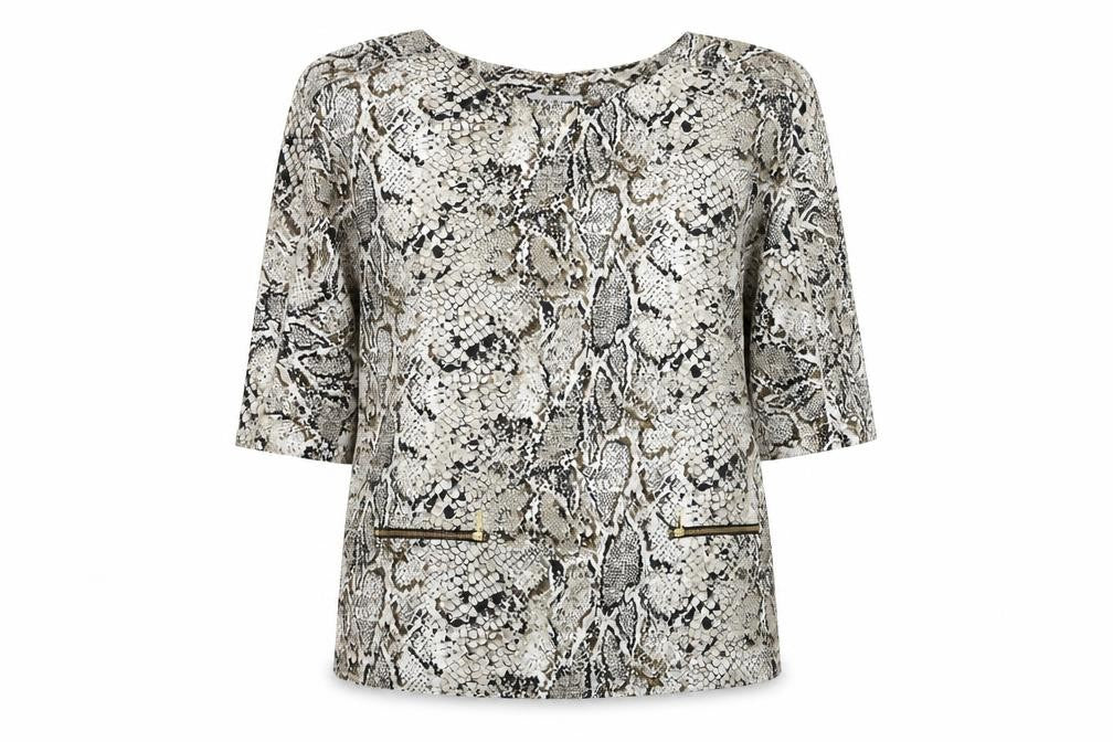 Gray&Osourne Womens Grey Animal Print  Basic Blouse Size 14